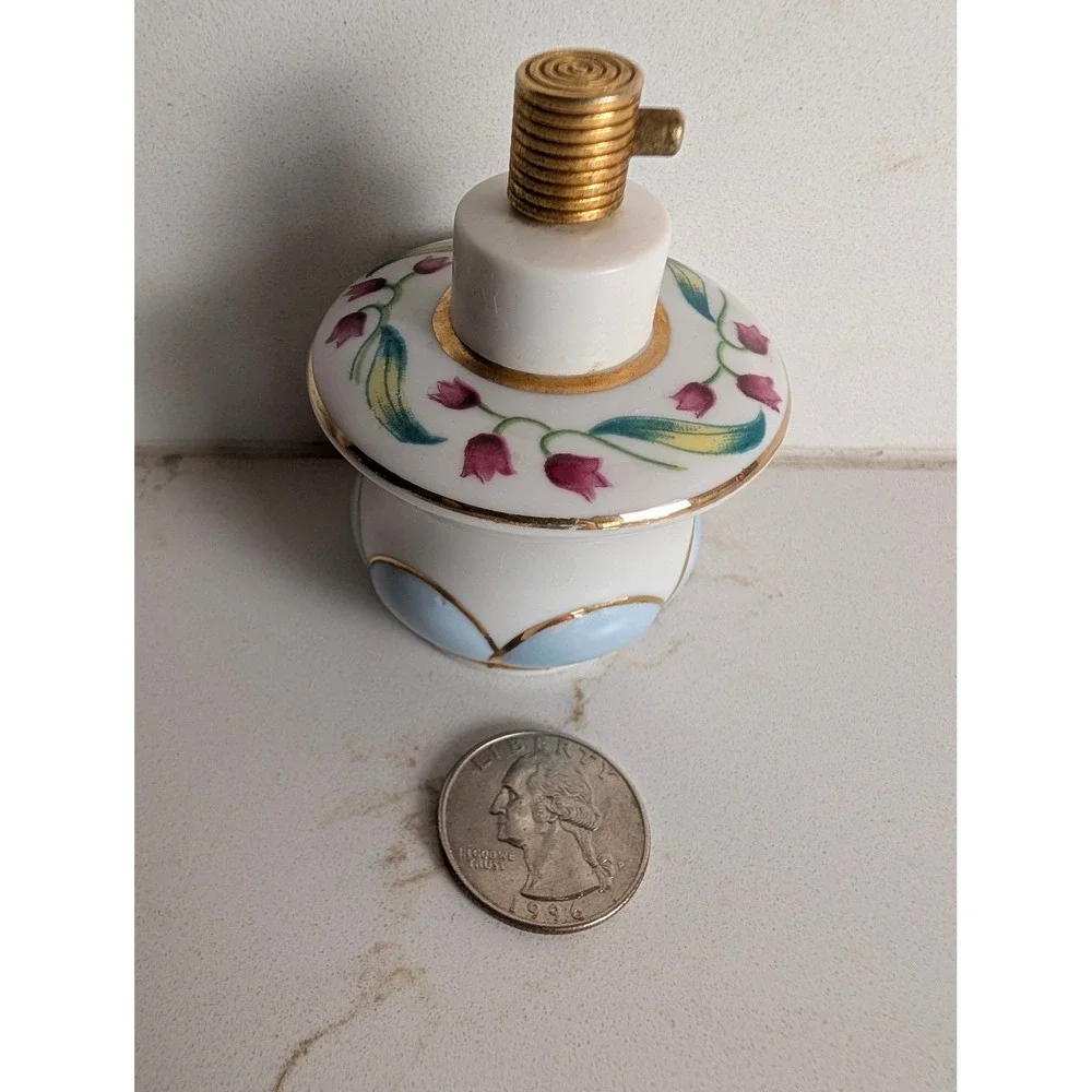 Vintage Price Product Hand Painted Porcelain Perfume Atomizer Floral Gold Trim